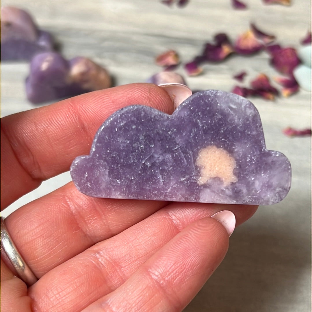 Lepidolite with stillbite Cloud