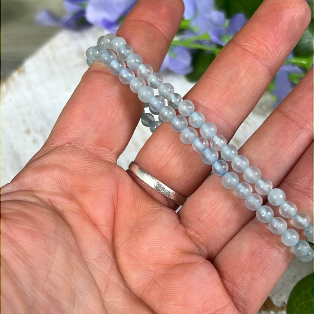 4mm Aquamarine Bead Bracelet