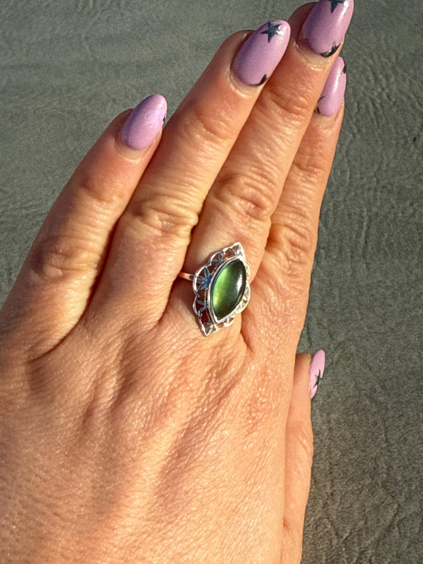 Jade 925 Silver Ring - Size N