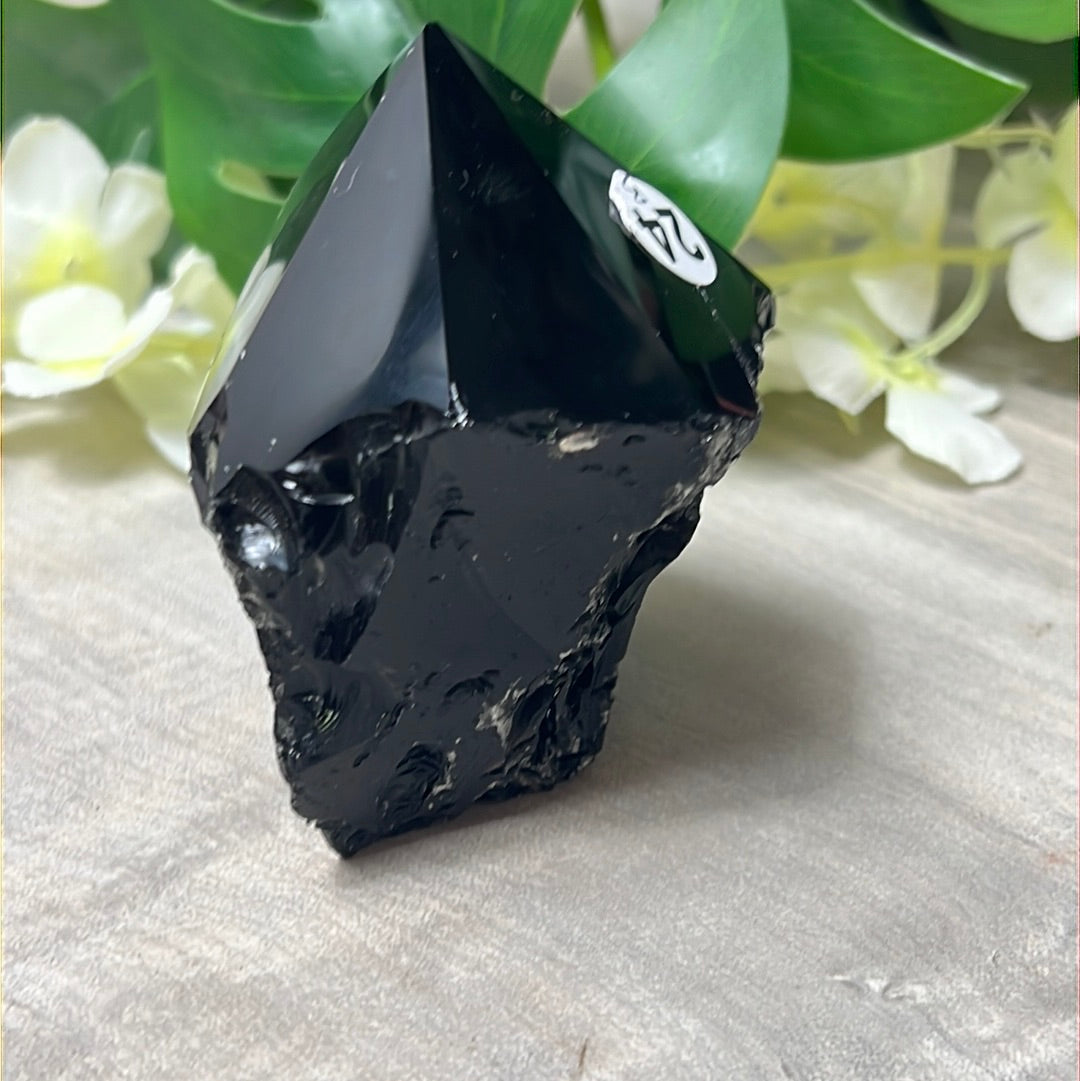 Black Obsidian Half & Half Polished Raw Tower Point