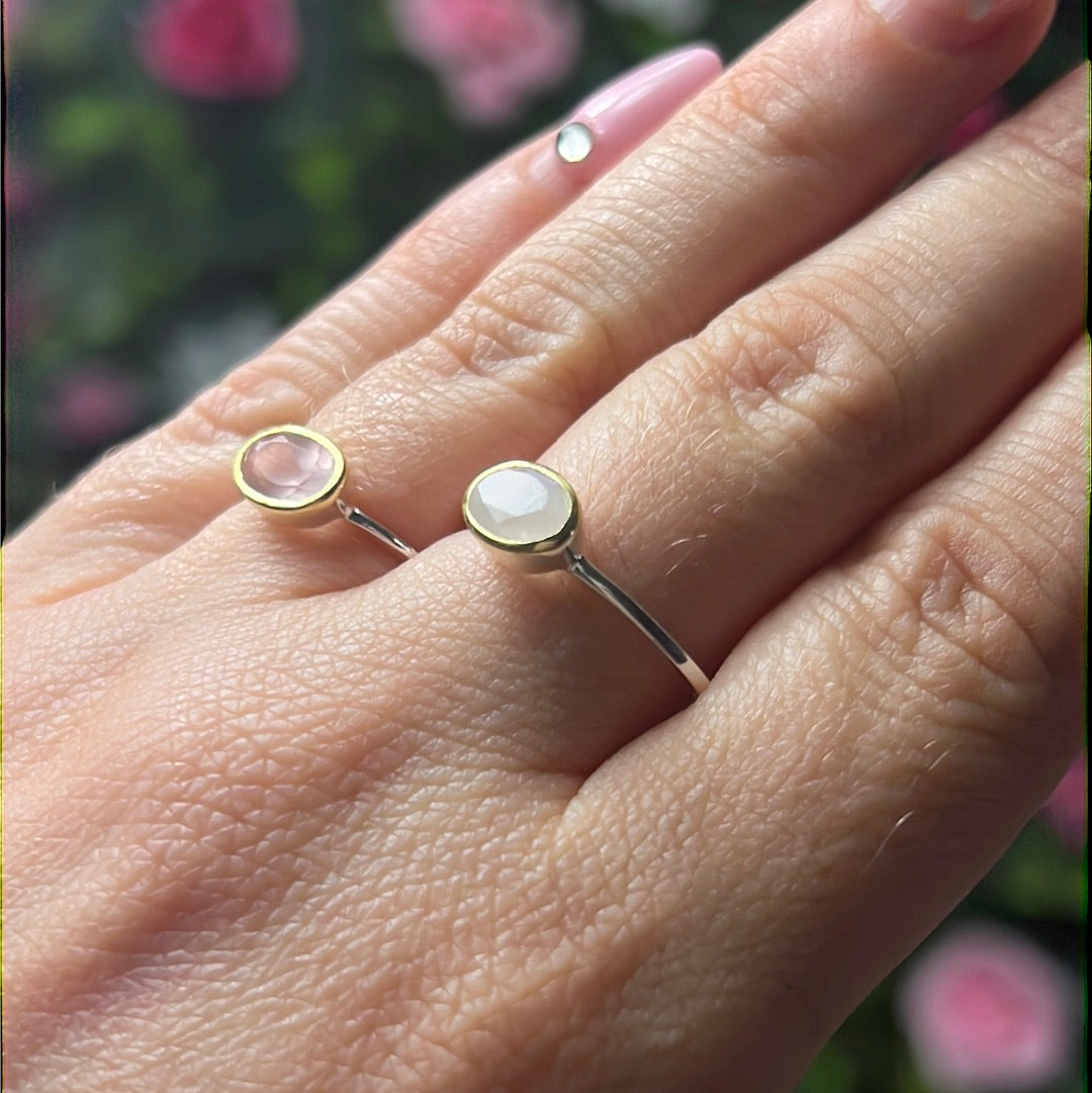 18K Gold & 925 Silver Combo Oval Ring