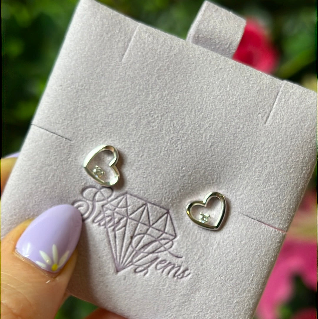 Bling Heart 925 Sterling Studs Earrings