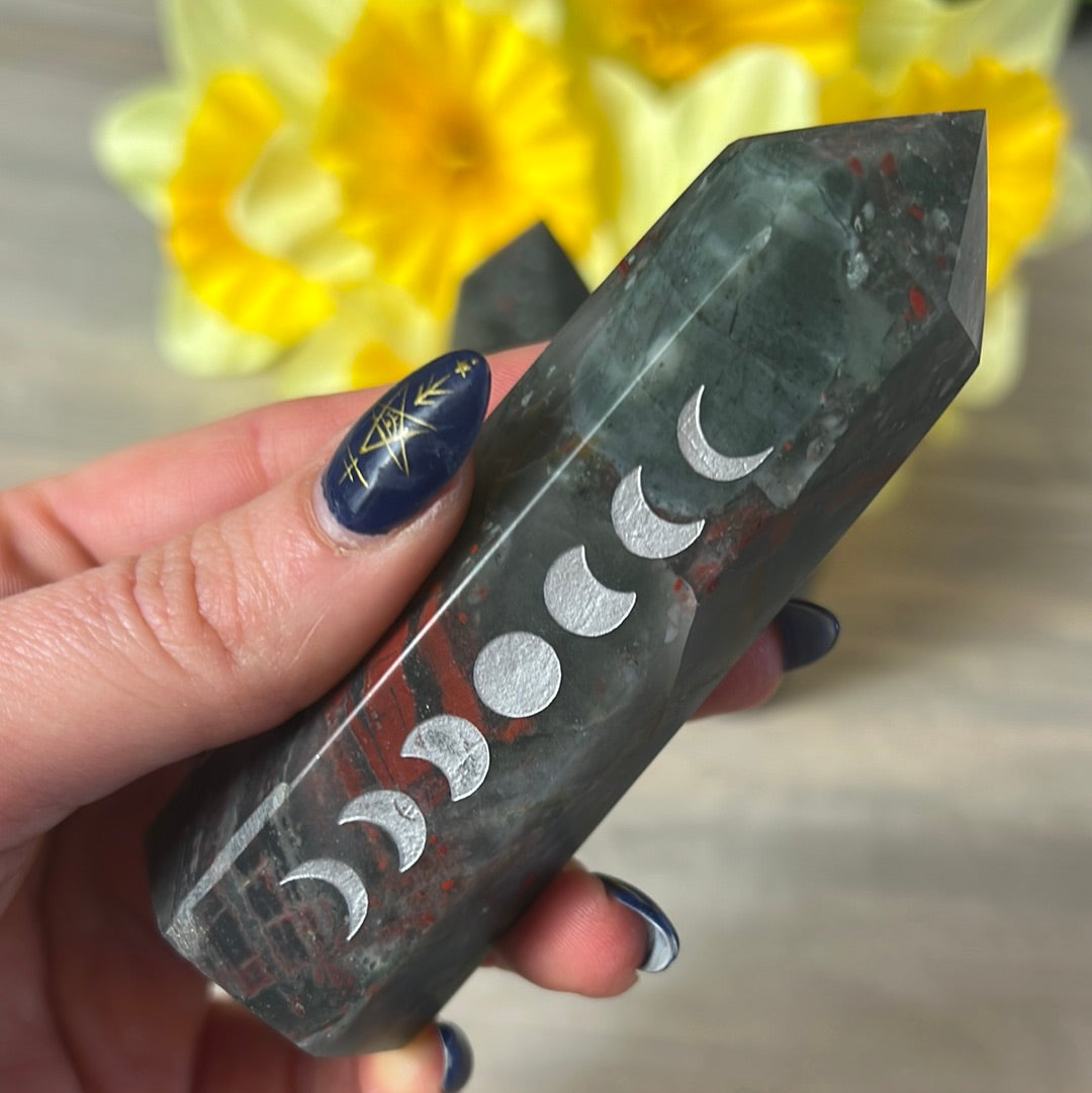 African Bloodstone Moon Phase Lunar Point Tower