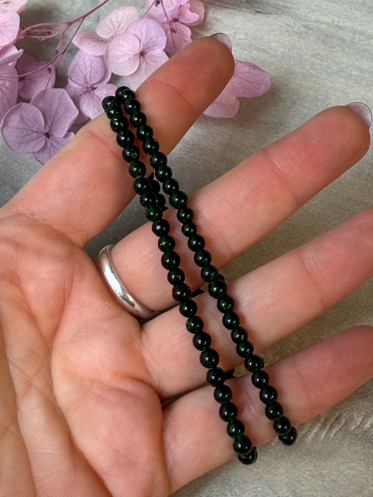 Rare Green Sandstone / Goldstone 4mm Bead Bracelet