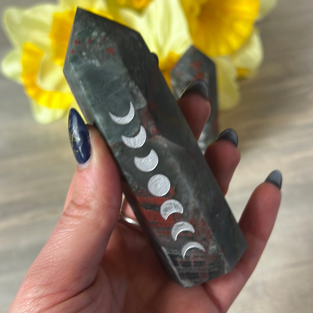 African Bloodstone Moon Phase Lunar Point Tower