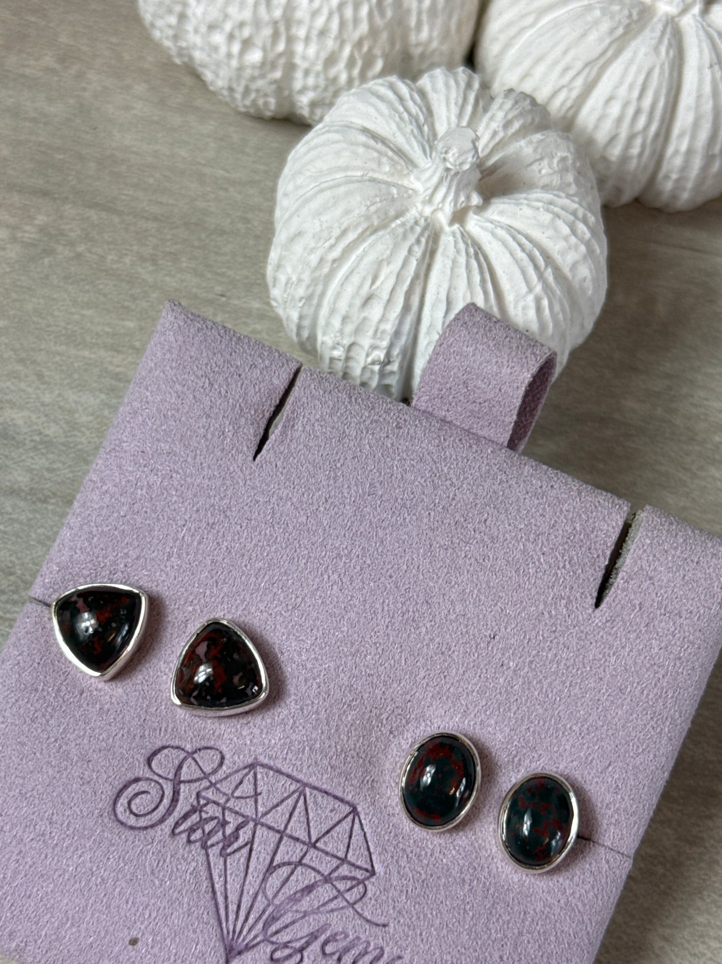 Bloodstone 925 Sterling Studs Earrings