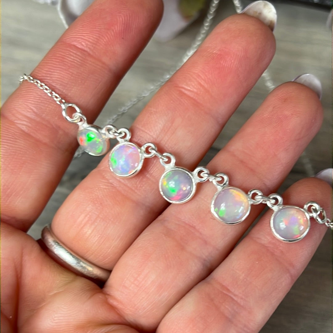 Ethiopian Opal Sterling Drop Necklace