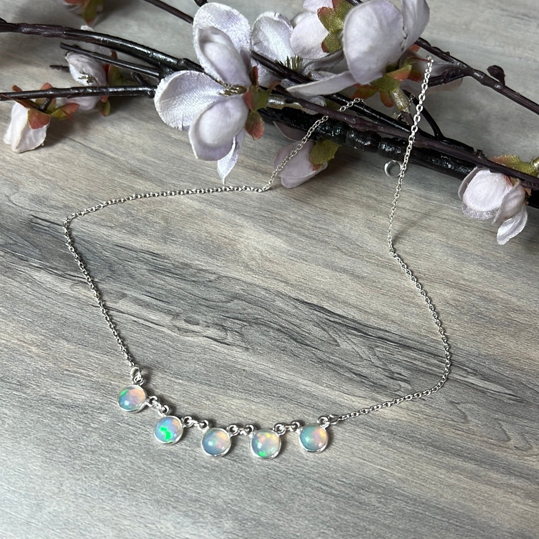 Ethiopian Opal Sterling Drop Necklace