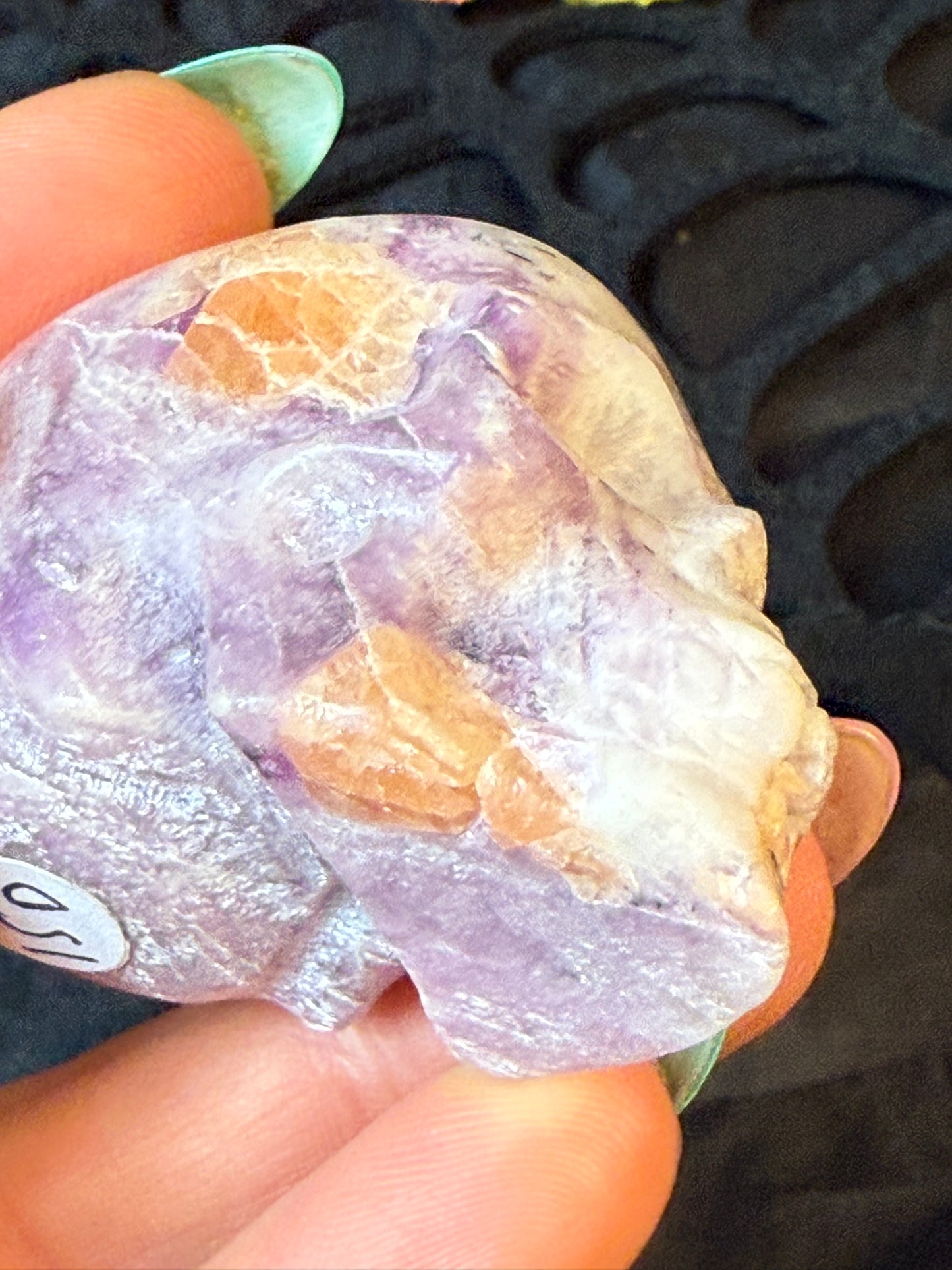 Lepidolite with stilbite Skull