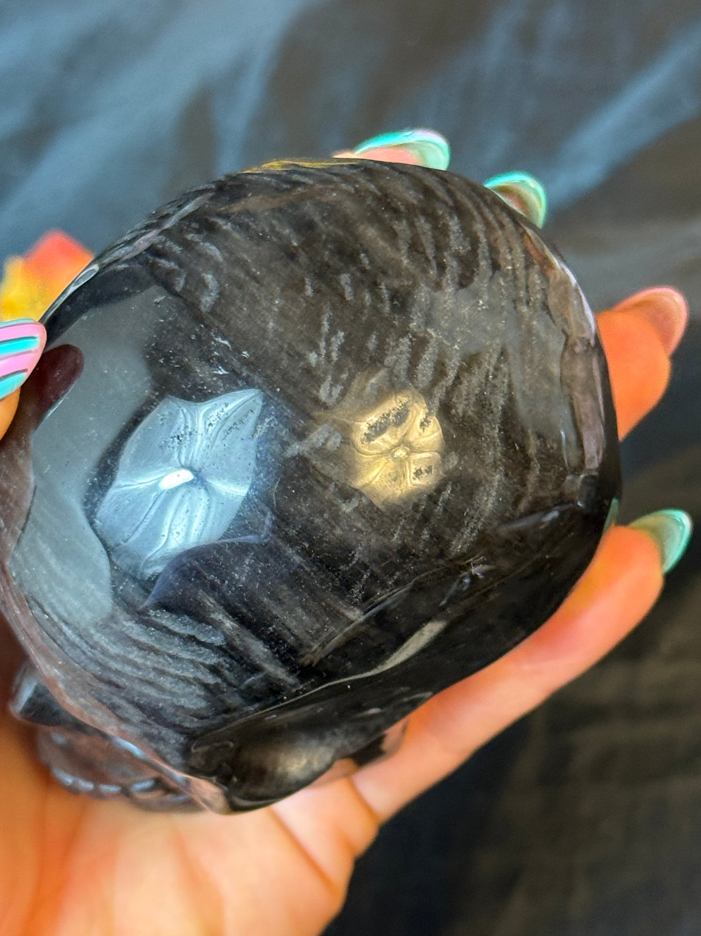 Silver Obsidian Skull