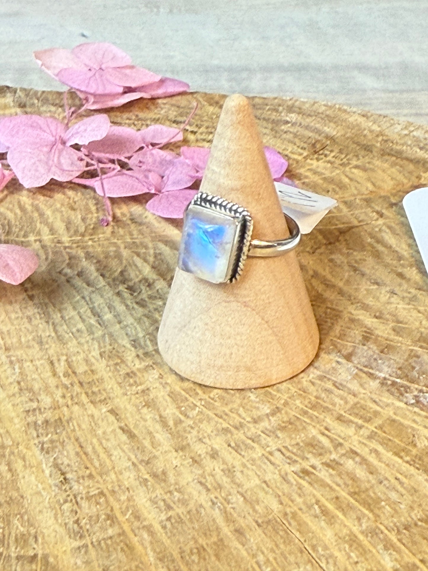 Square Moonstone 925 Silver Ring - Size I 1/2