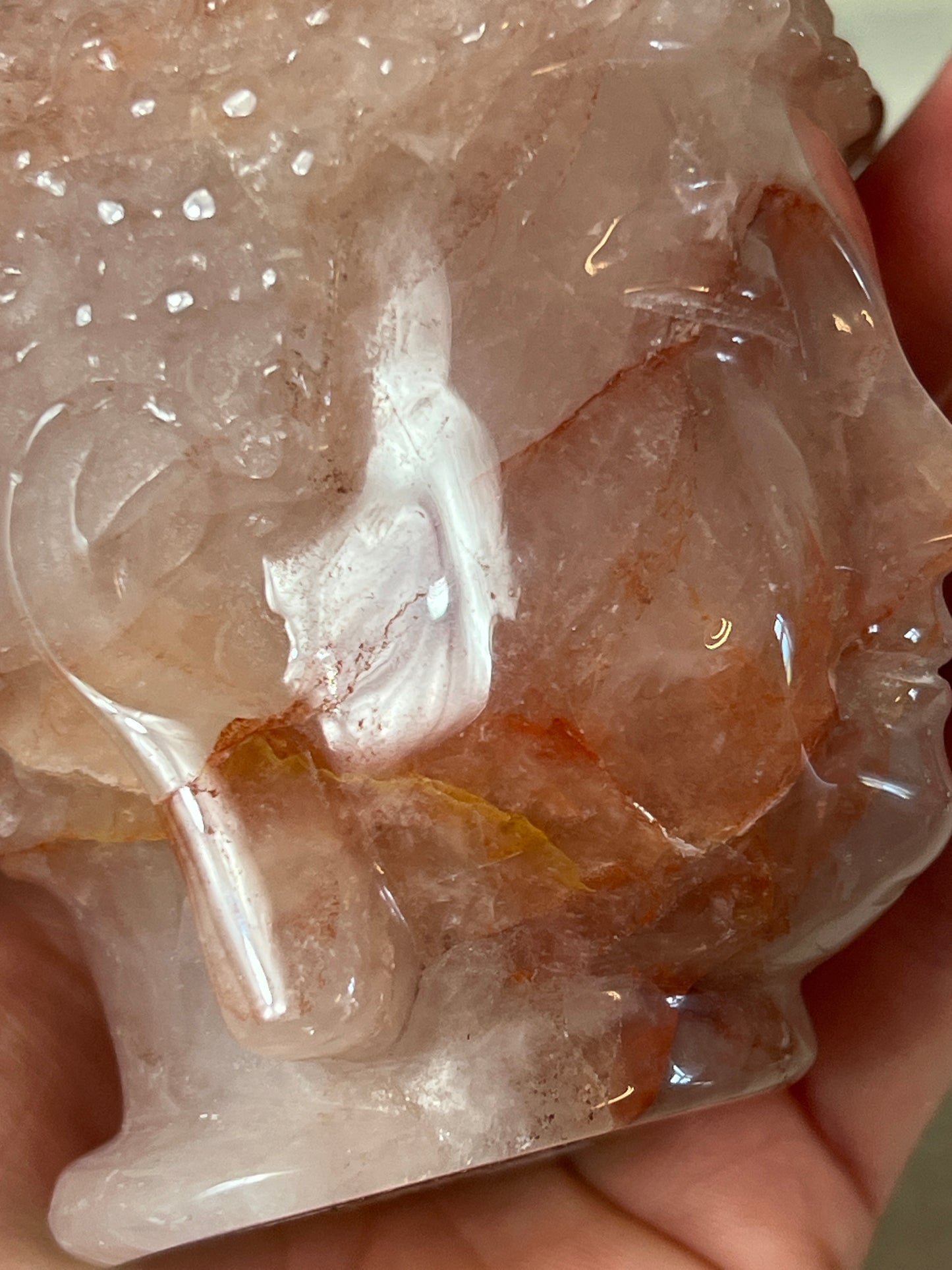 Buddha Fire Quartz Red Hematite in Rose Head large