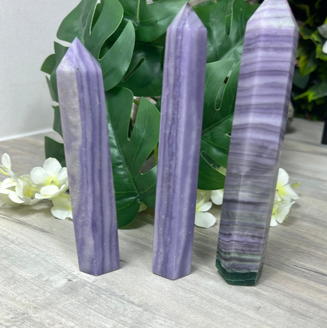 Sagentic Fluorite Purple Tower Points