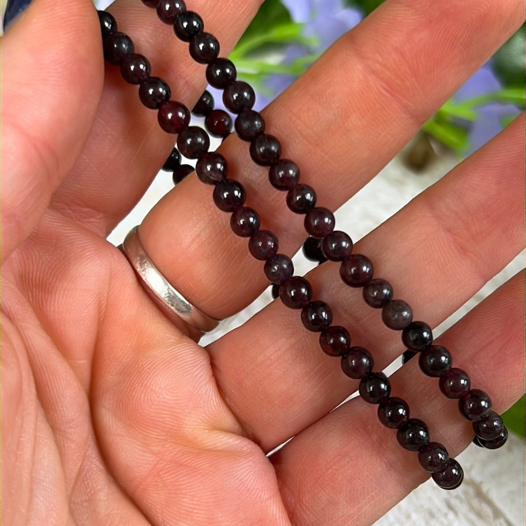 4mm Garnet Bead Bracelet