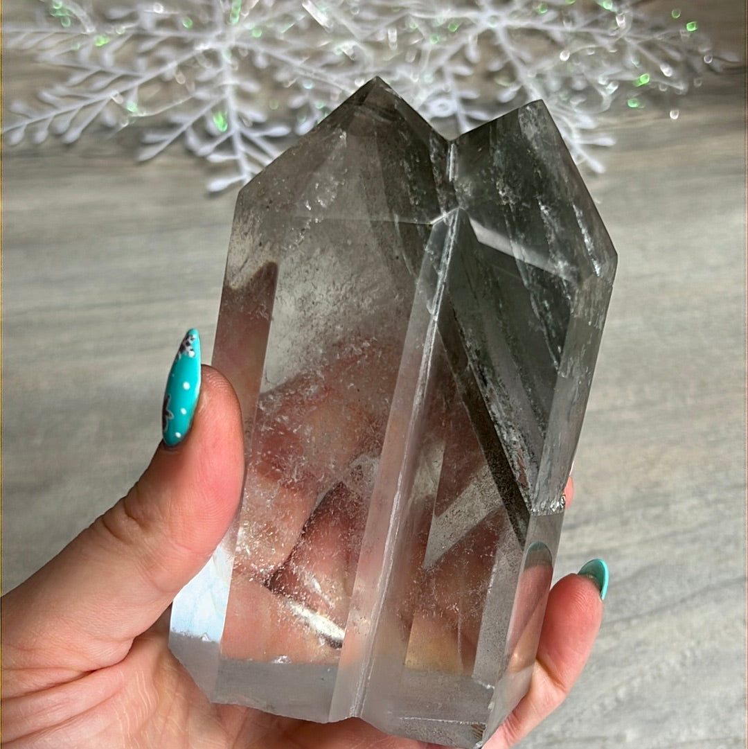 Twin Phantom Garden Quartz Tower Point