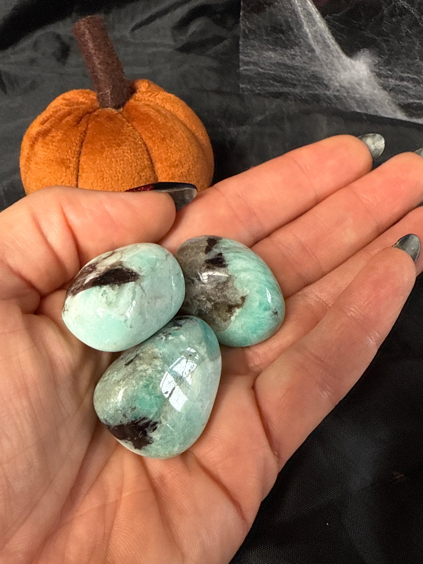 Amazonite & smoky quartz Tumblestone Tumble