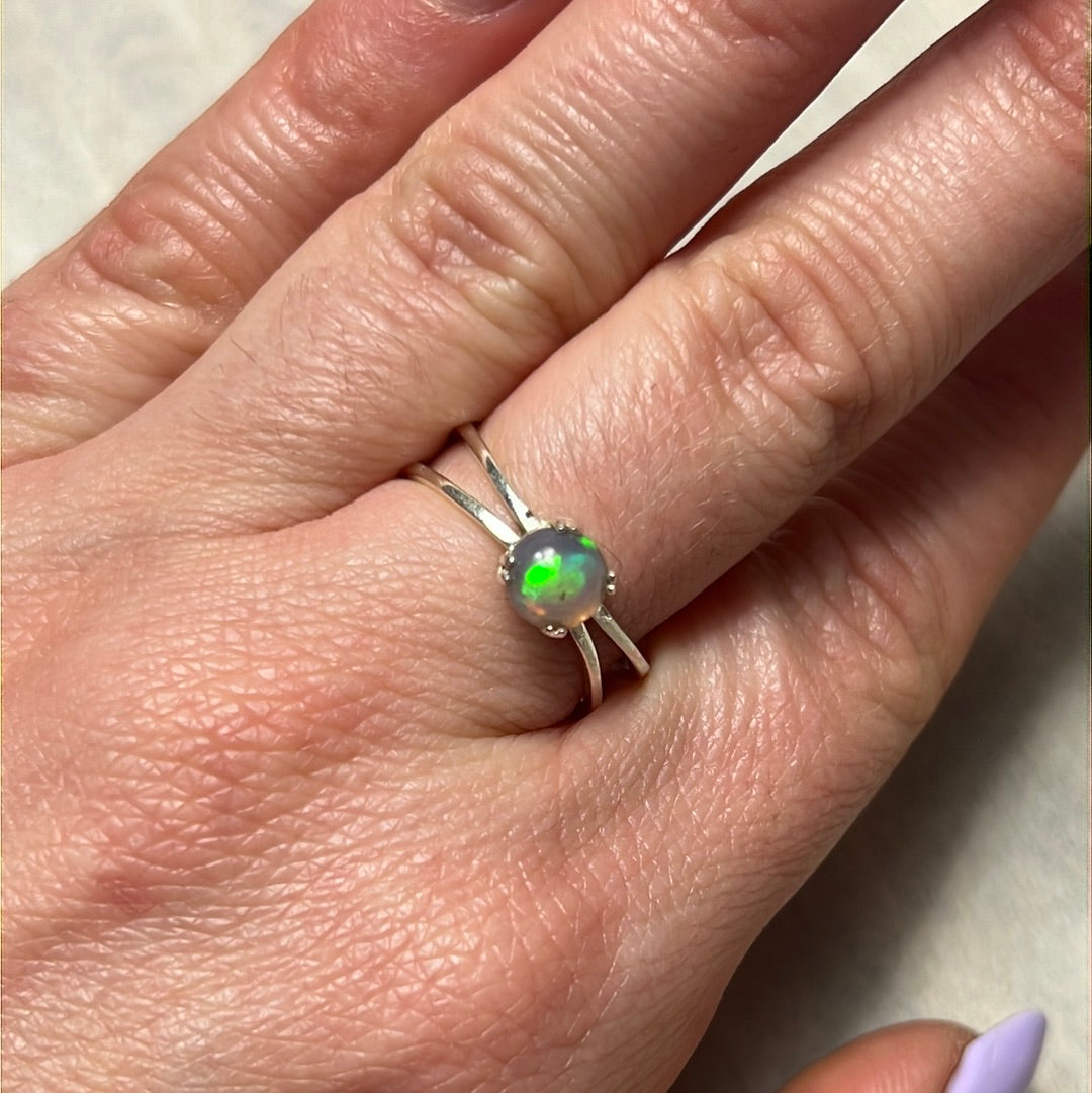 Ethiopian Opal 925 Sterling Silver Ring - Size P