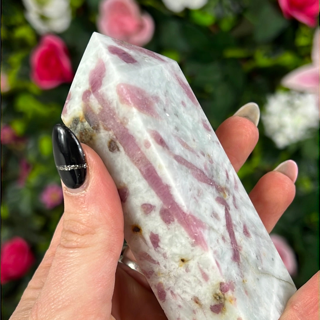 Pink tourmaline and aquamarine Towers Tower Point