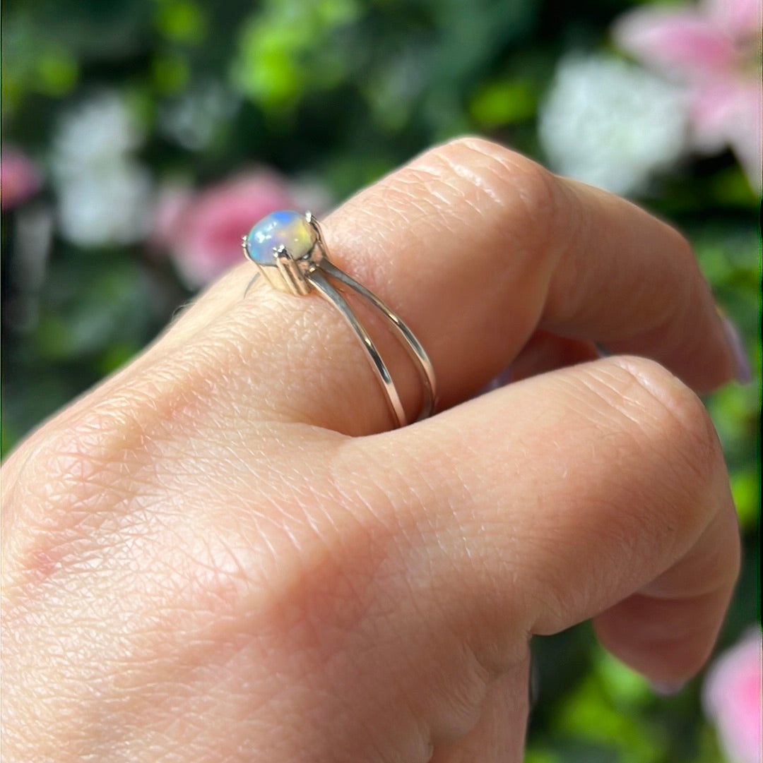 Ethiopian Opal 925 Sterling Silver Ring - Size P