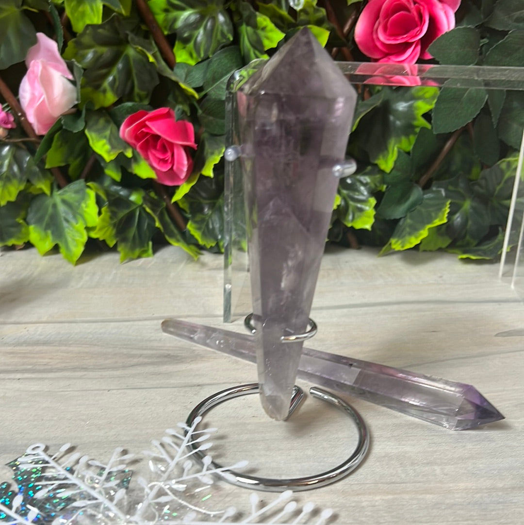 Statement Phantom Fingerprint Amethyst Smokey Quartz Wand