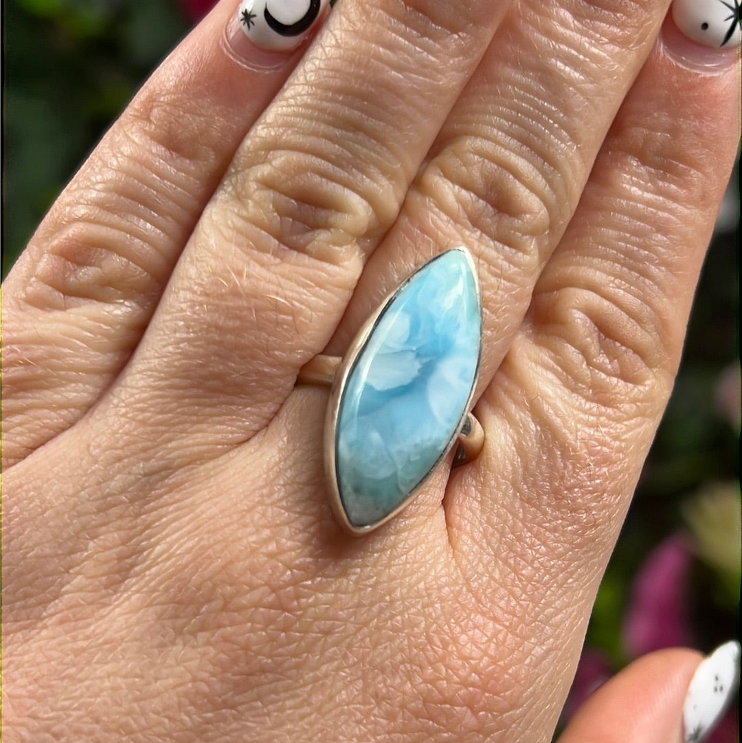 Larimar 925 Sterling Silver Ring - Size Q 1/2 - R