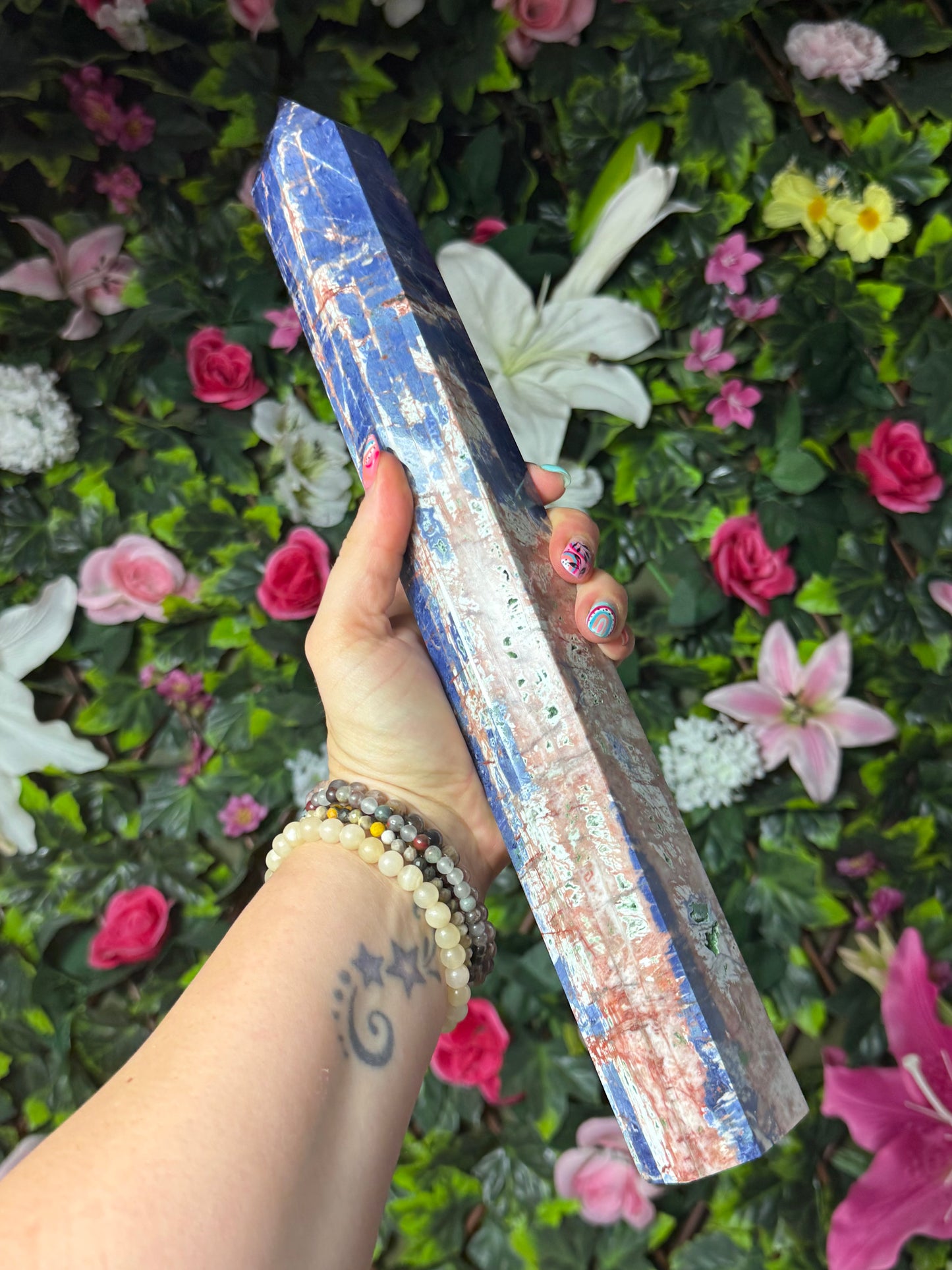 Large Sunset Sodalite Tower Point