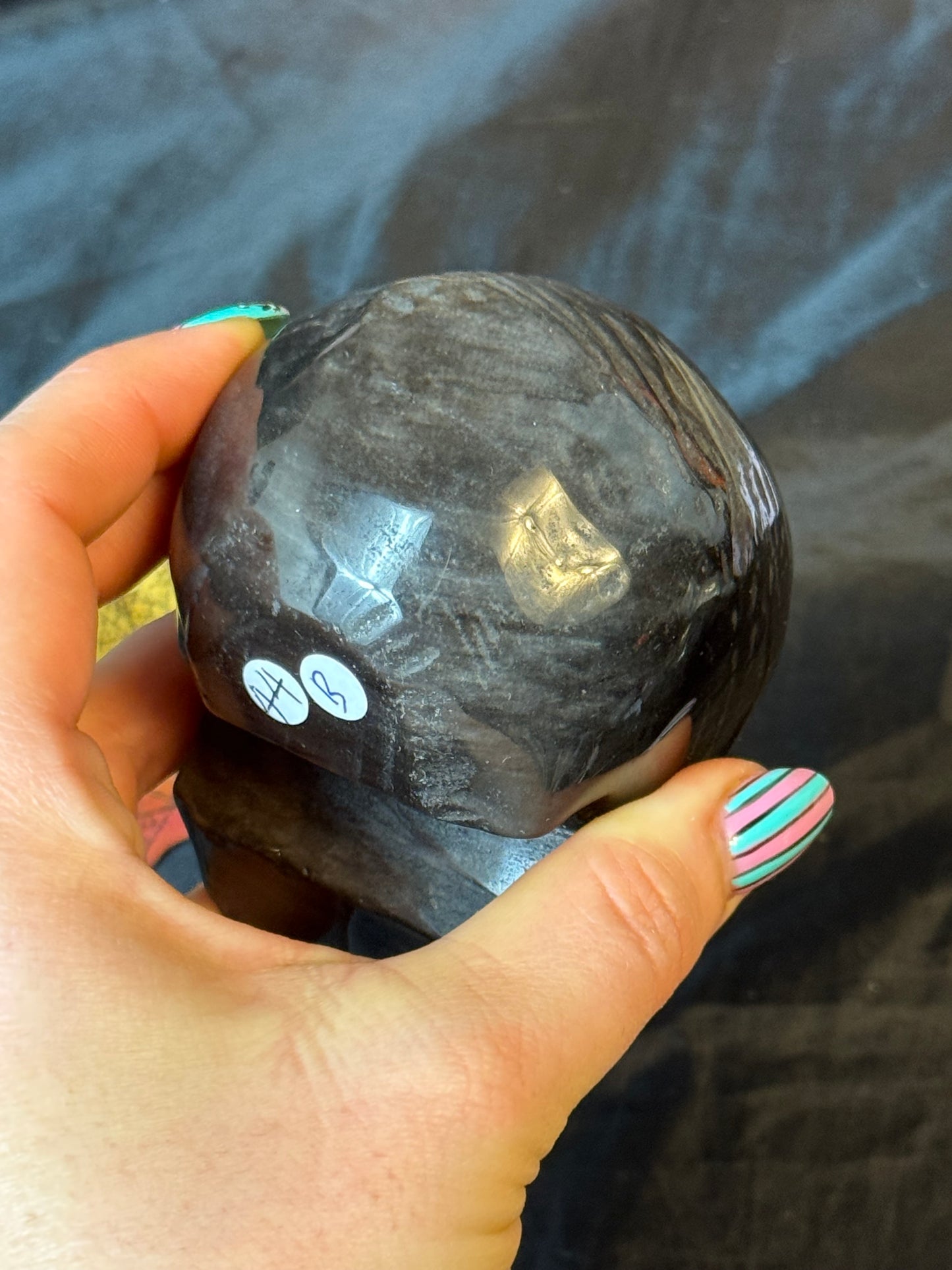 Silver Obsidian Skull