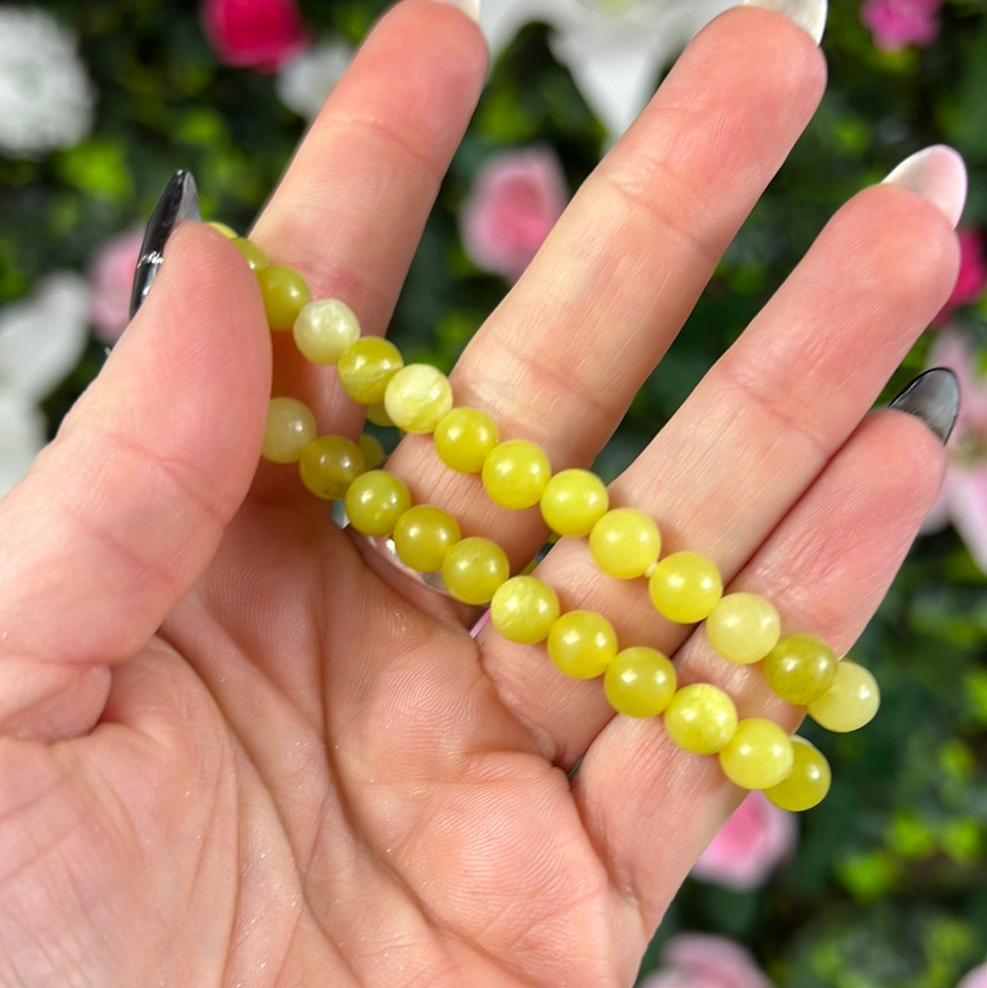 Yellow Jade Bead Bracelet 6mm