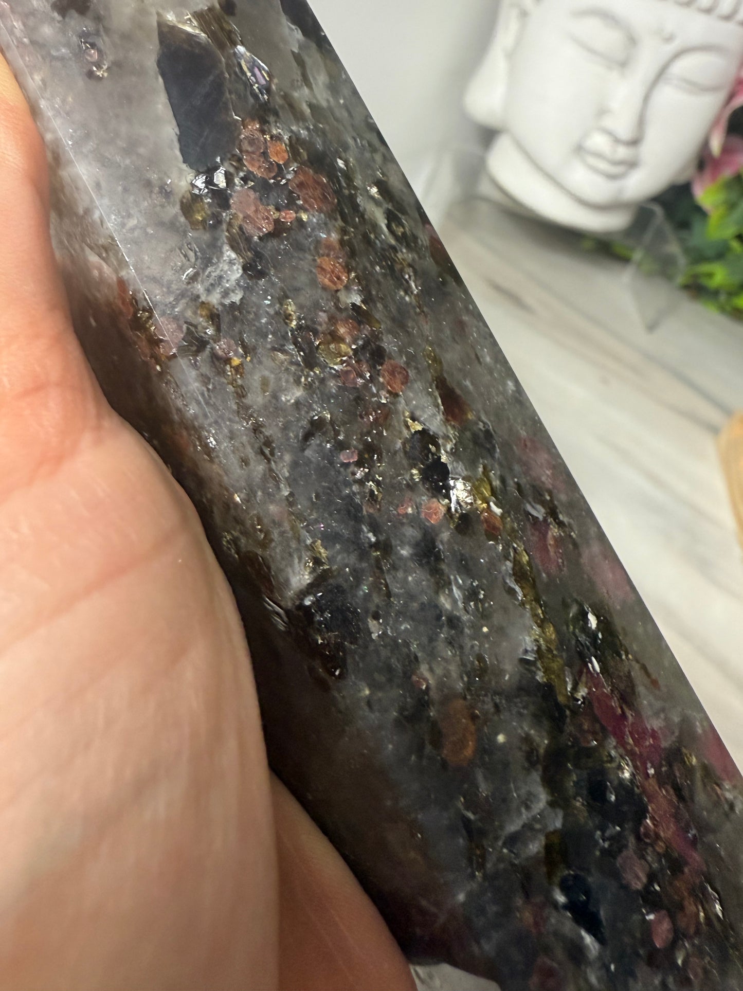 RARE Smokey with garnet & mica Tower Point