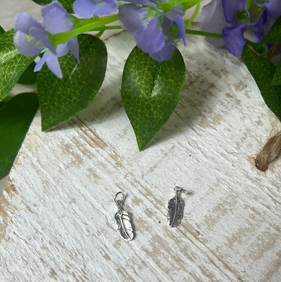 Feather 925 Sterling Silver Pendant Charm