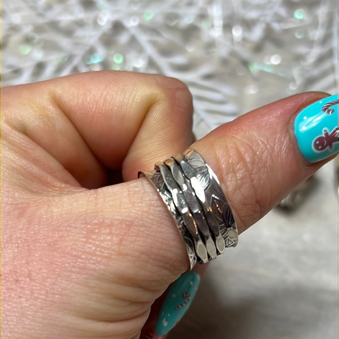 Fidget Spinner Triple Band Ring Sterling Silver 925