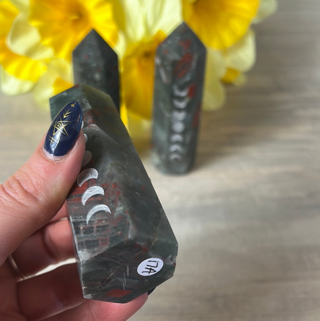 African Bloodstone Moon Phase Lunar Point Tower