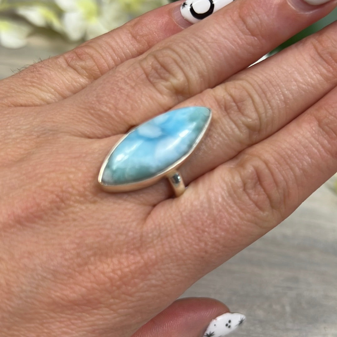 Larimar 925 Sterling Silver Ring - Size Q 1/2 - R
