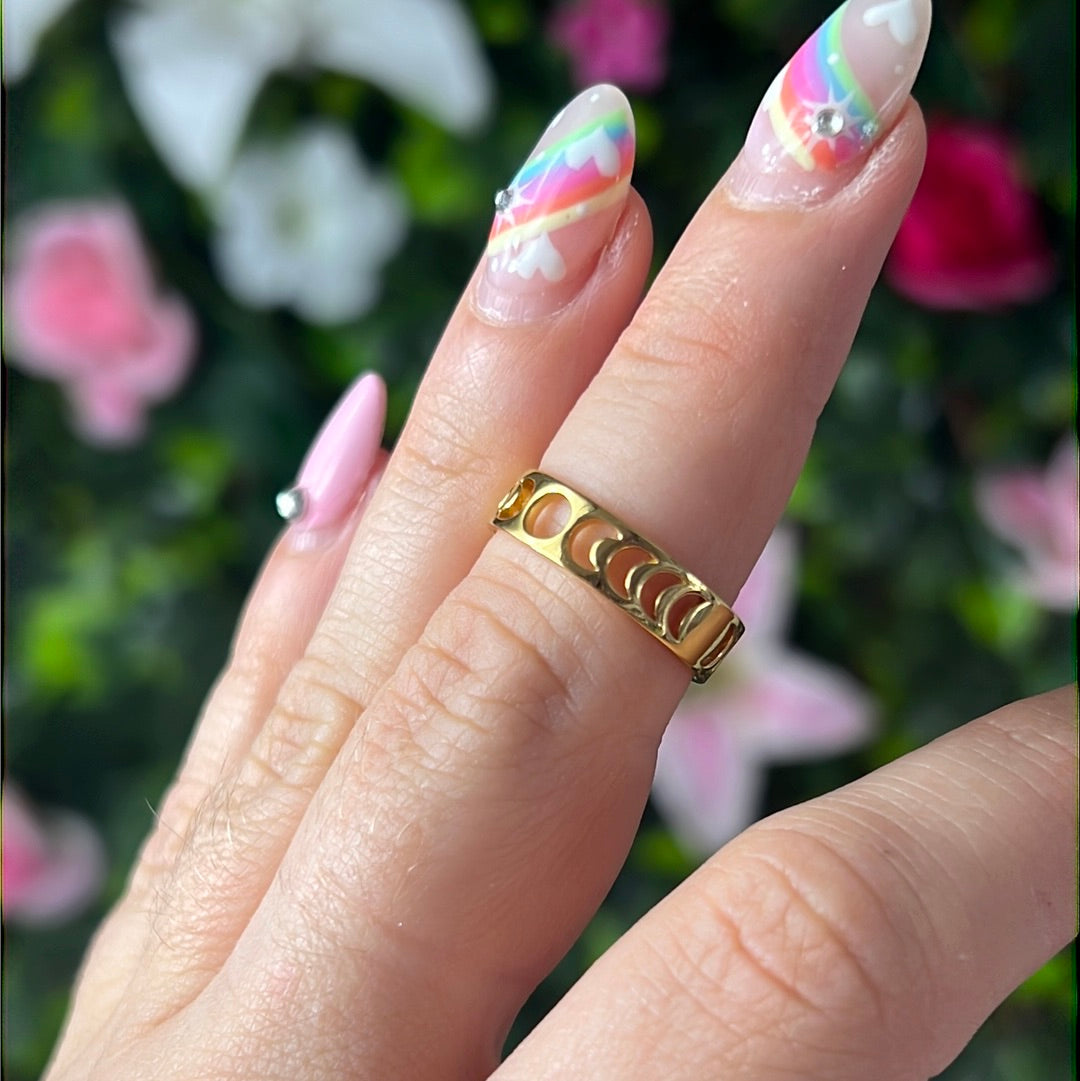 18K Gold Lunar Moon Phase Ring