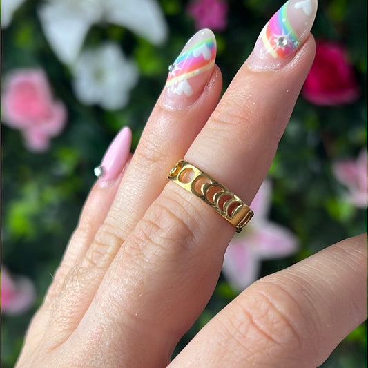 18K Gold Lunar Moon Phase Ring