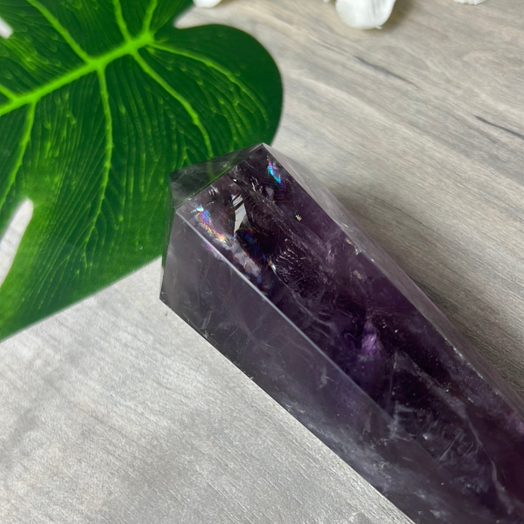 Statement Phantom Fingerprint Amethyst Smokey Quartz Wand