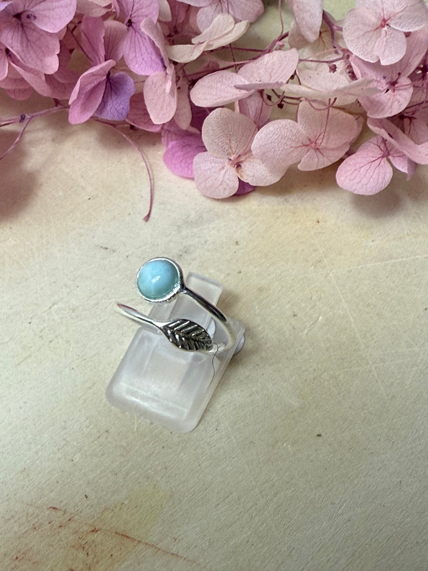 Handmade Adjustable Larimar 925 Silver Ring