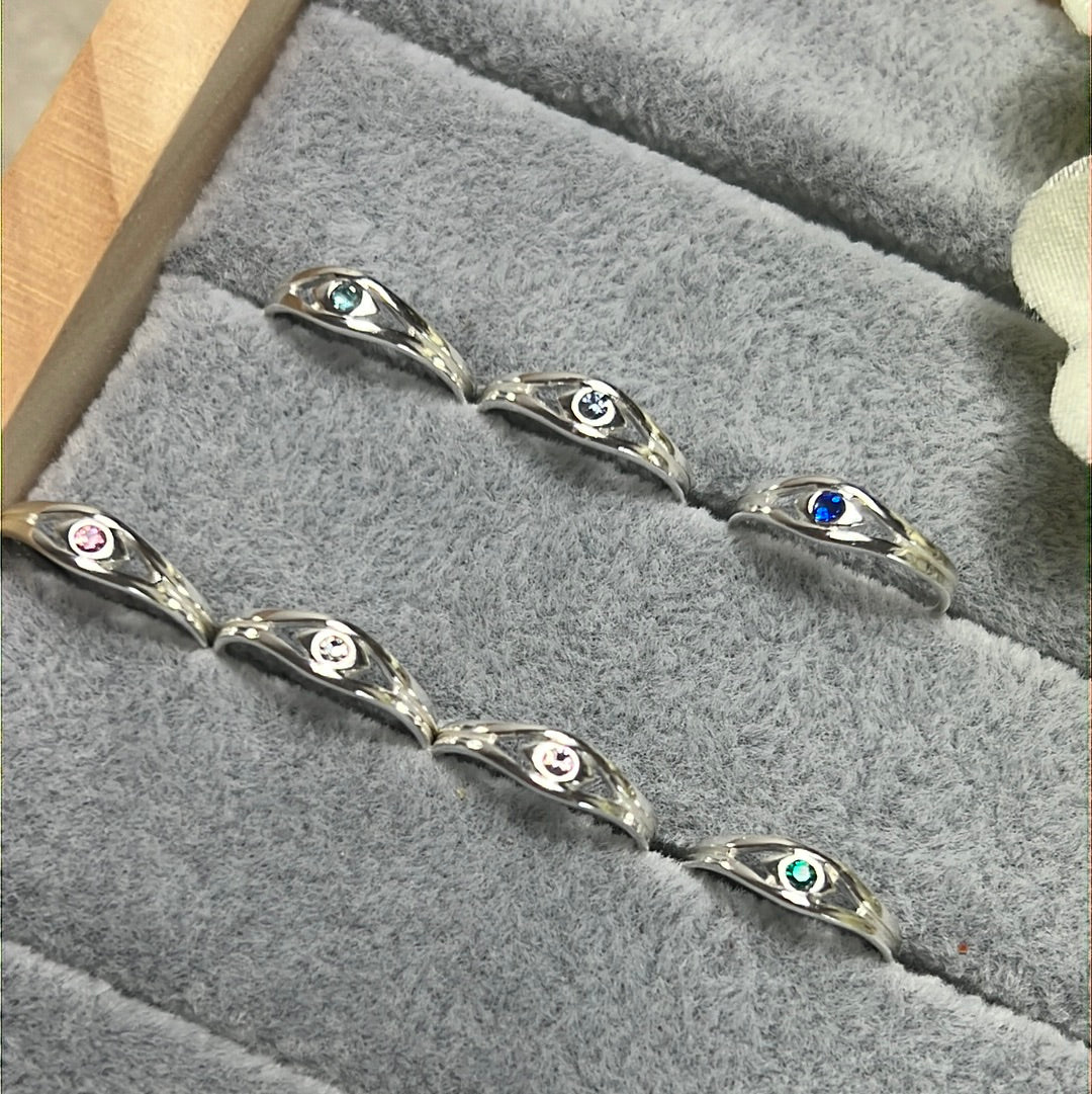 Evil Eye CZ - Mini Iddy Diddy - ( child / toe ) Adjustable 925 Sterling Silver Ring (Copy