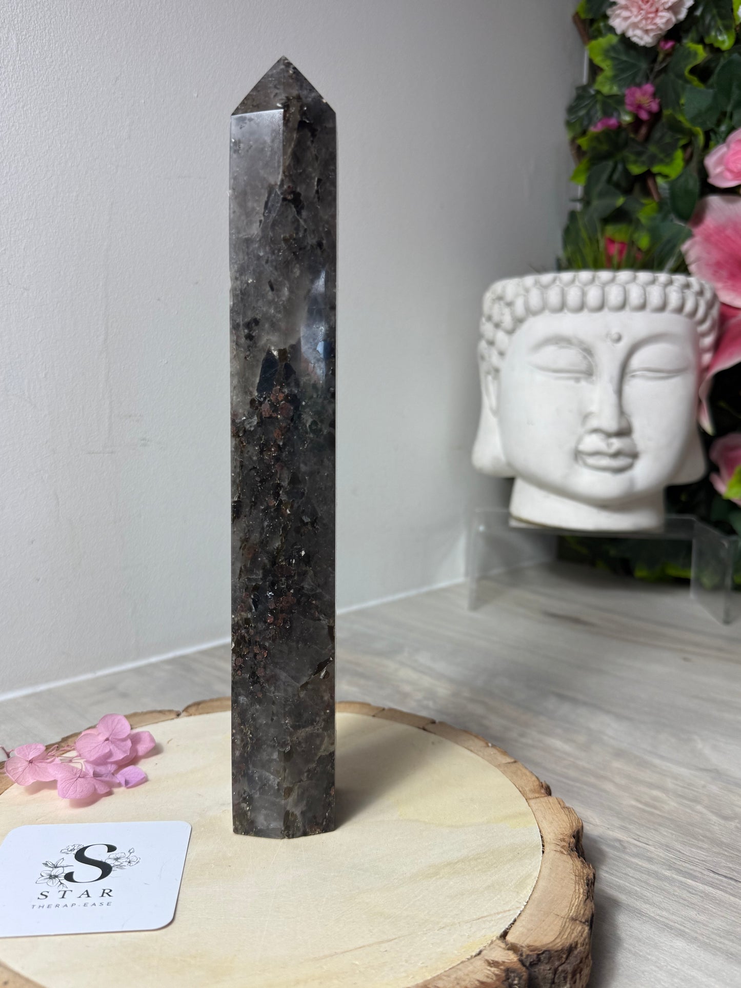 RARE Smokey with garnet & mica Tower Point