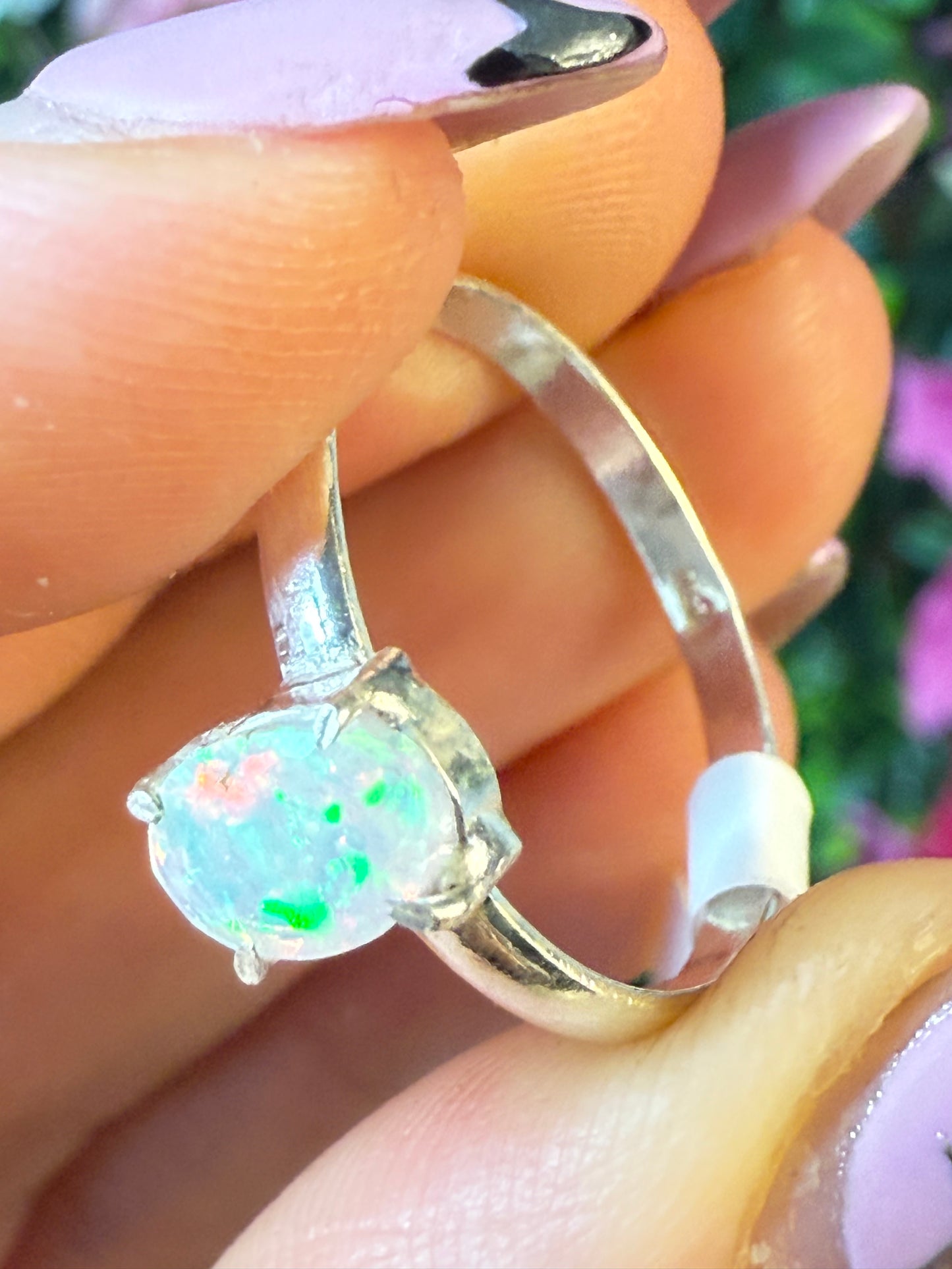 Ethiopian Opal 925 Silver Ring - Size S