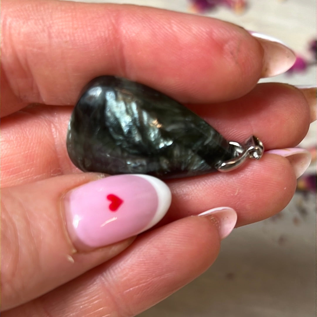 Seraphinite Pendant 925 Sterliing Silver