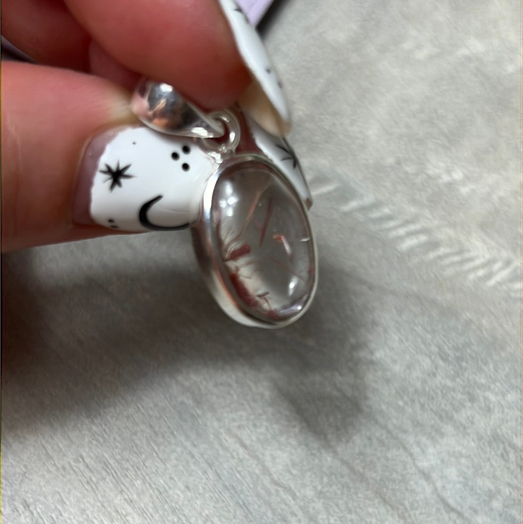 Red Rutile - Rare - 925 Sterling Pendant