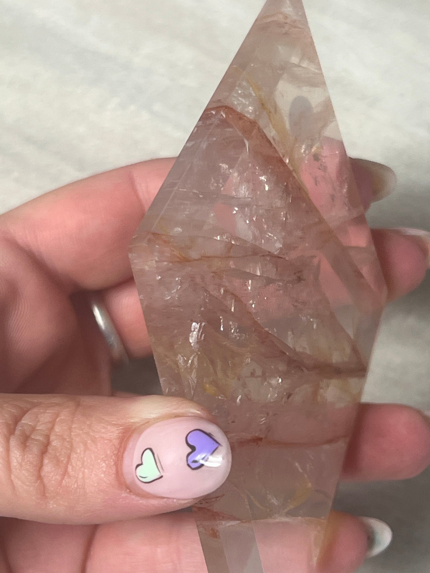 Fire Quartz & Golden Healer in Rose Quartz Diamond