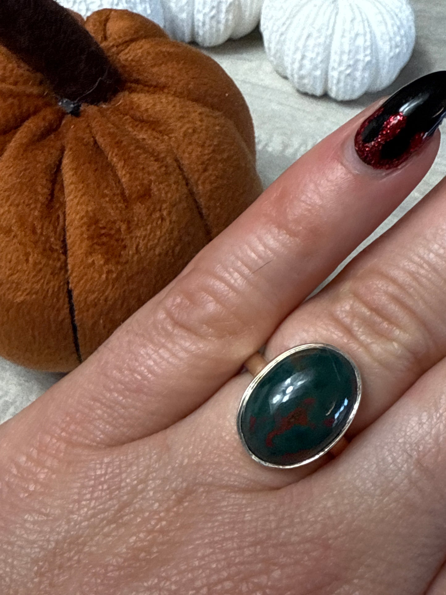 Bloodstone 925 Sterling Silver Ring - Size K