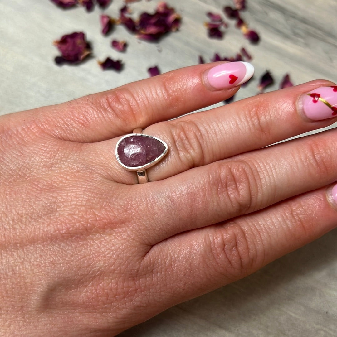 Pink Tourmaline 925 Silver Ring - Size L 1/2  AA GRADE