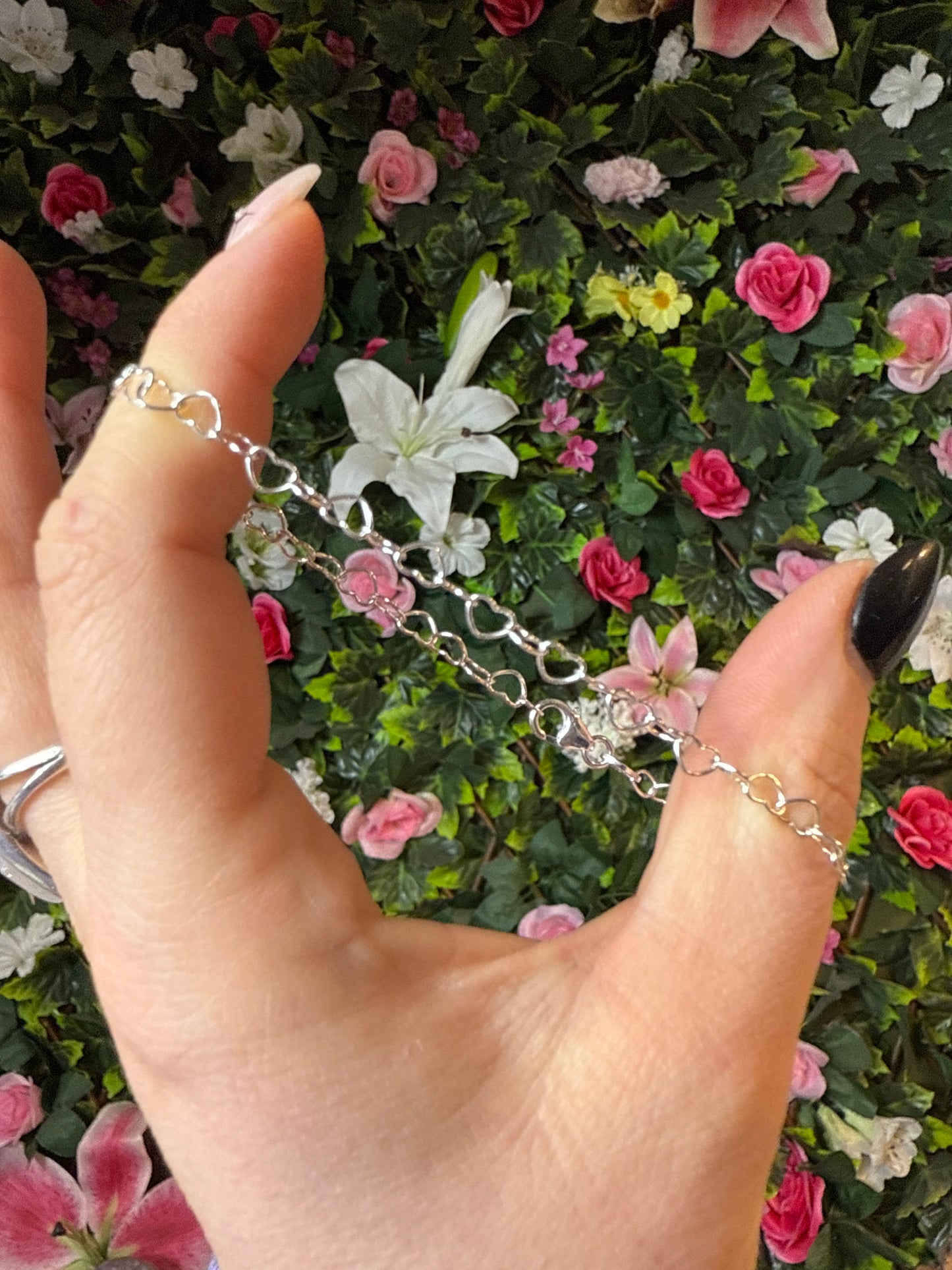 Heart Link Sterling Silver 925 Bracelet