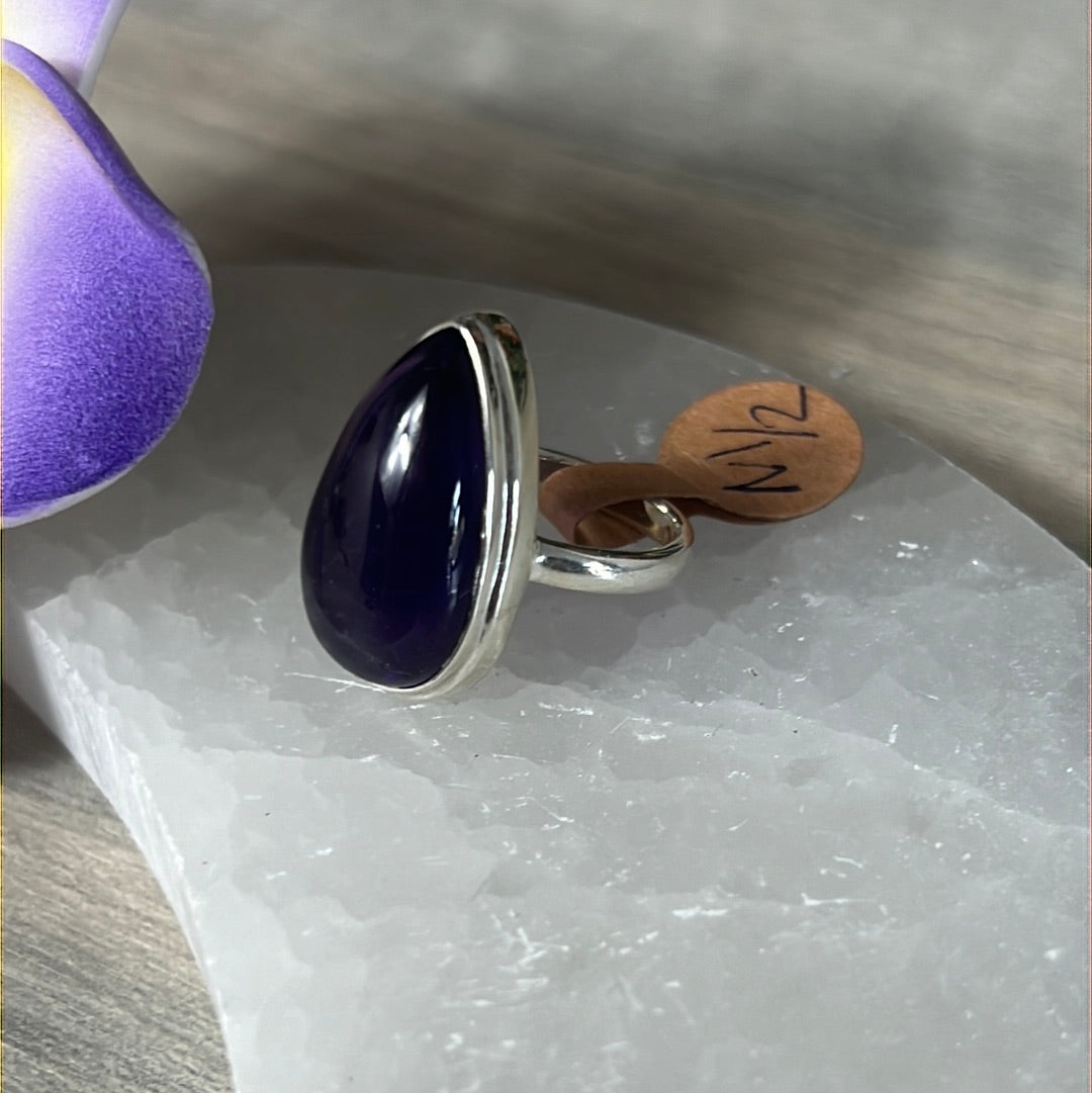 Amethyst 925 Silver Ring -  Size N 1/2