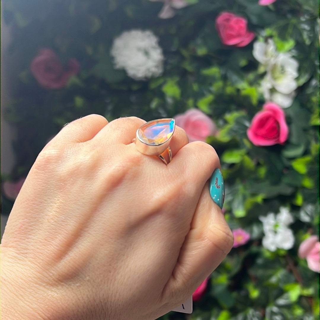 Mystic Topaz 925 Sterling Silver Ring - Size S