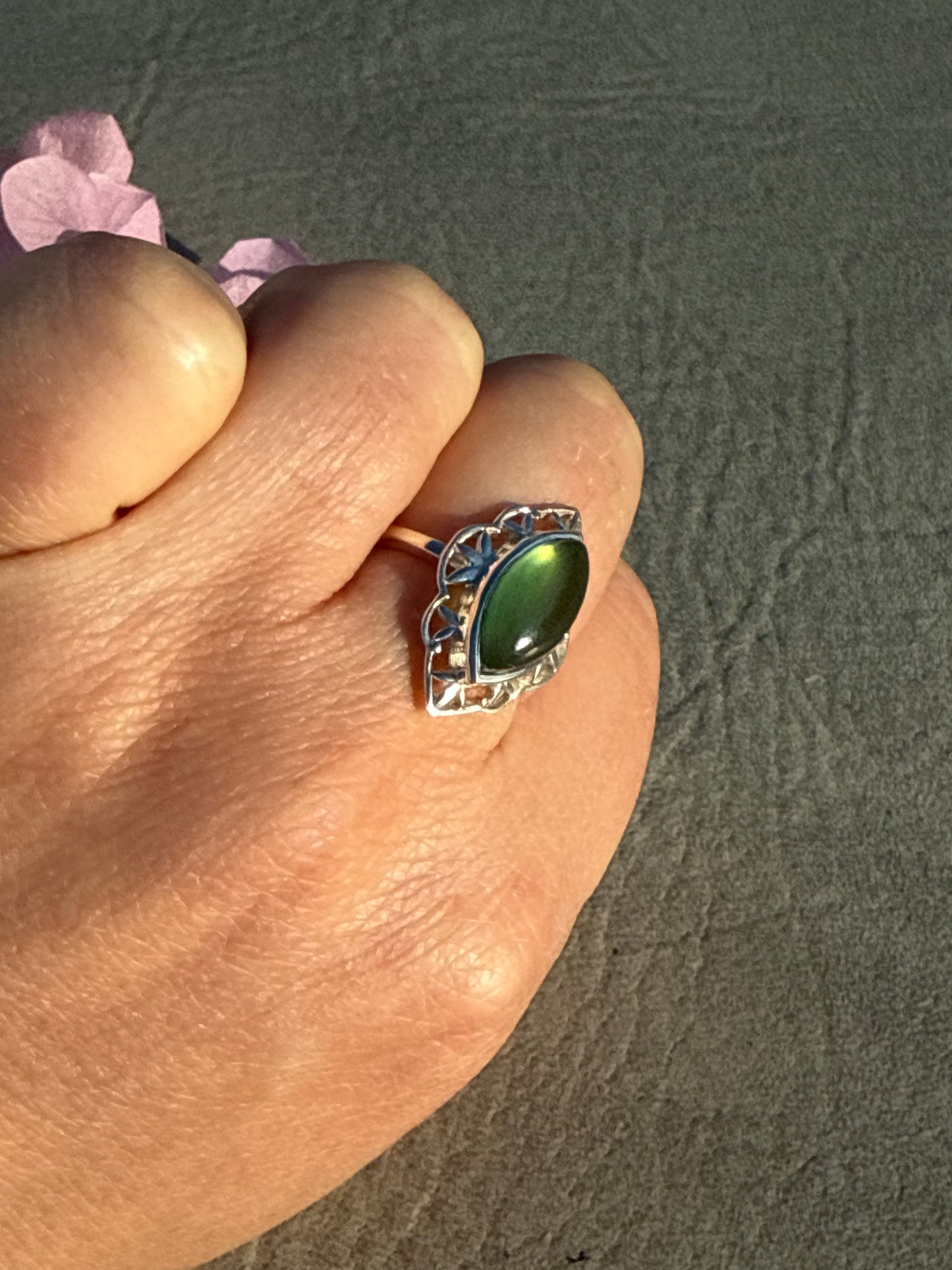 Jade 925 Silver Ring - Size N