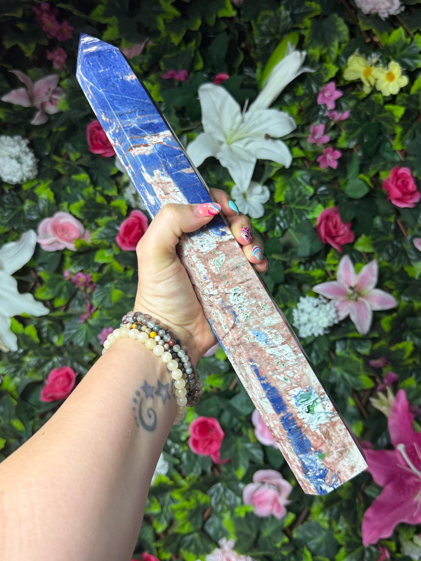 Large Sunset Sodalite Tower Point